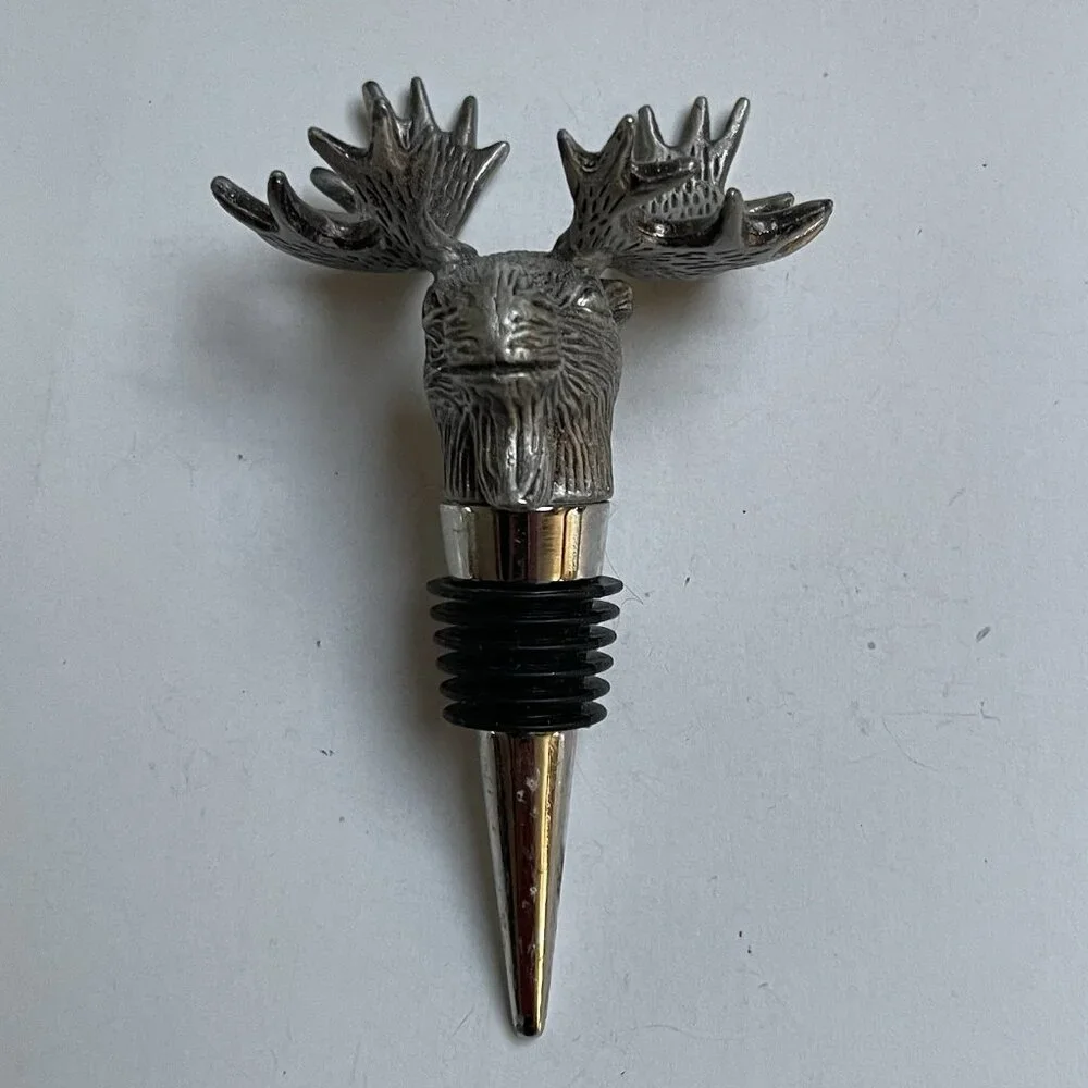 Stag Deer Reindeer Bottle Stopper Metal Stainless Steel‎ or Pewter Decor